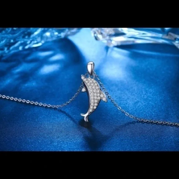 brilliant dolphin jeweled necklace - Picture 5 of 7